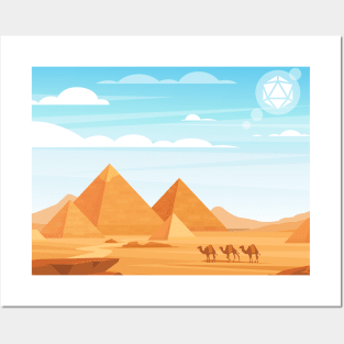 Desert Egyptian Pyramids Polyhedral Dice Sun Posters and Art